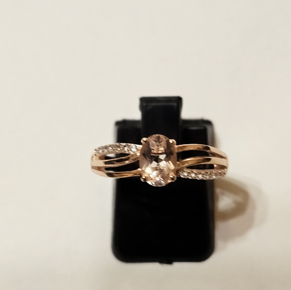 Morganite & White Zircon Ring 18k Rose Gold over 925 Size 6! - Picture 6 of 8